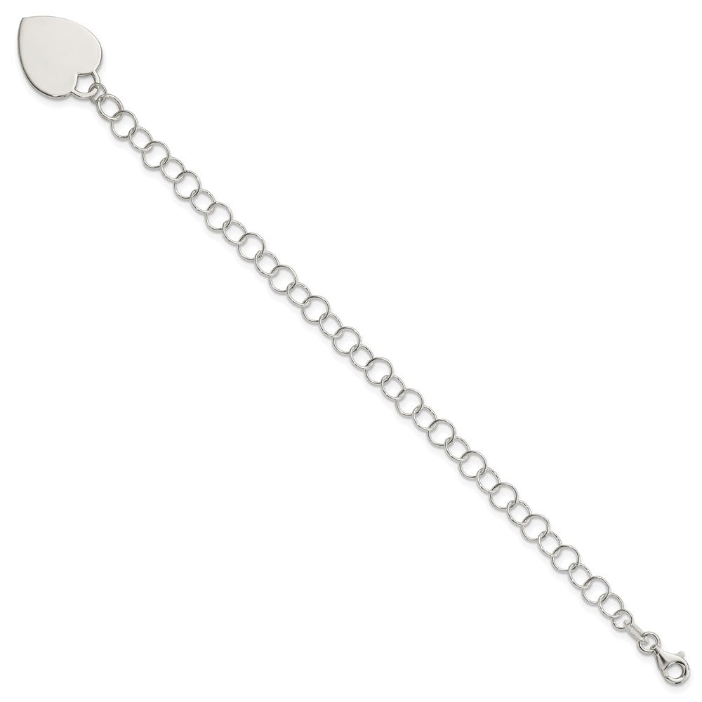 Sterling Silver Engraveable Heart Bracelet - 3
