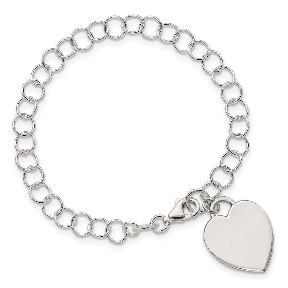 Sterling Silver Engraveable Heart Bracelet - 3