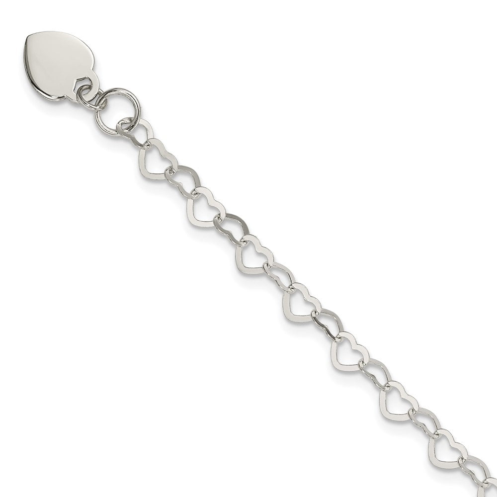 Sterling Silver Heart Link Childs Bracelet