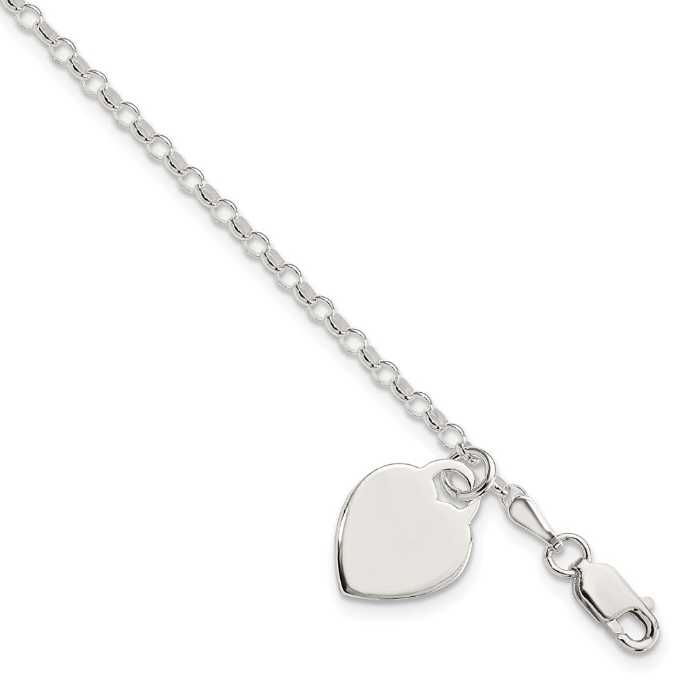Sterling Silver Engraveable Heart Charm Bracelet - 4