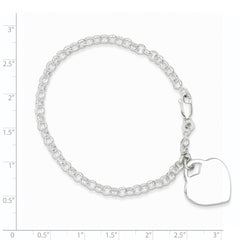 Sterling Silver Polished Engraveable Heart Bracelet - 2