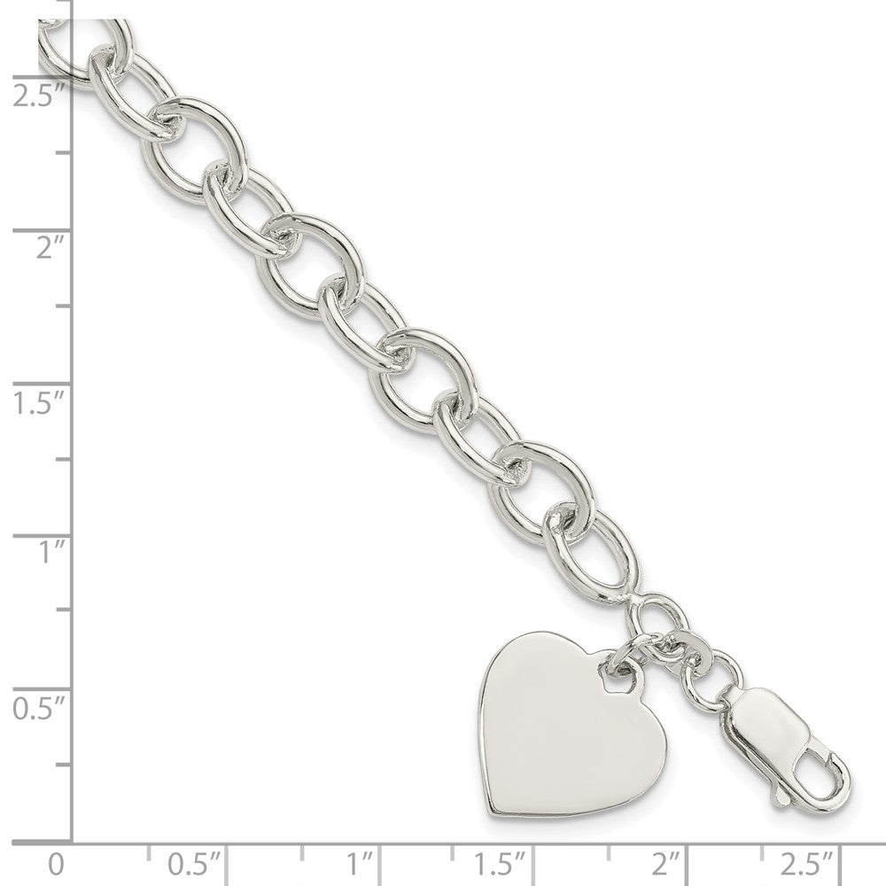 Sterling Silver Engraveable Heart Fancy Link Bracelet - 4