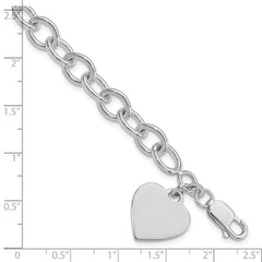 Sterling Silver Rhodium-plated Heart Fancy Link Bracelet - 3