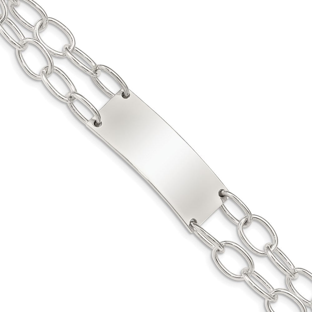 Sterling Silver Double Strand Oval Link ID Bracelet - 2
