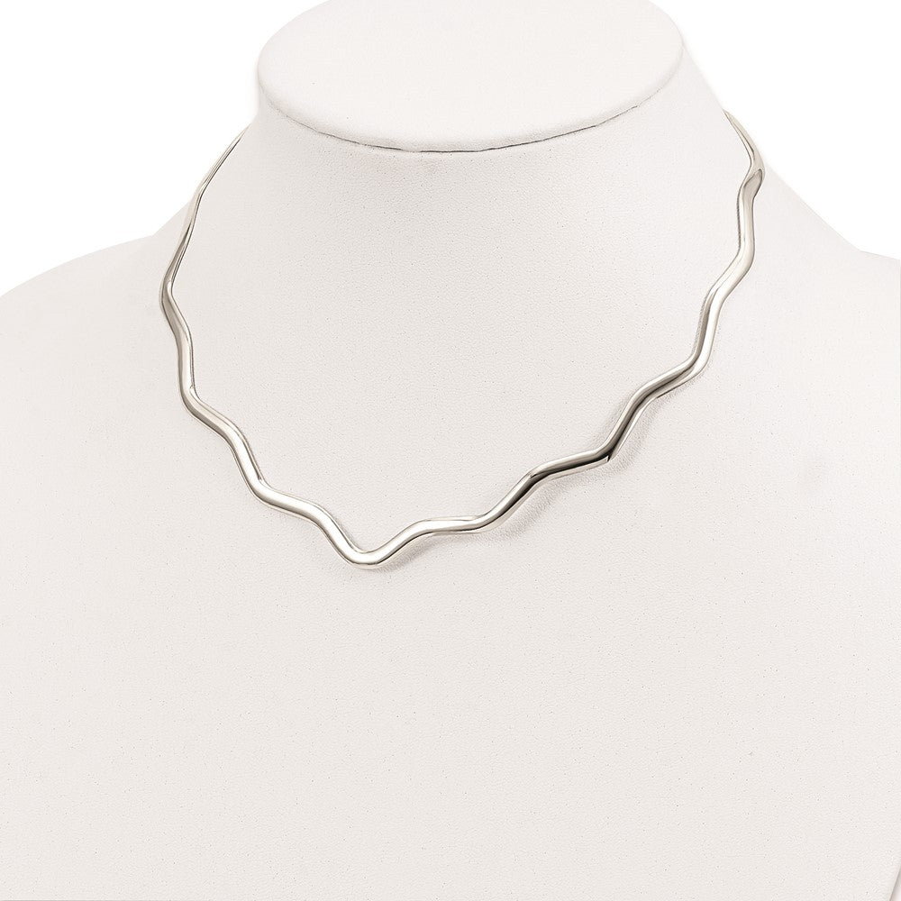 Sterling Silver Wavy V-Shape Neck Collar