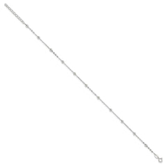 Sterling Silver 1mm Beaded Chain 9 inch Plus 1 inch Extender - Total 10 inch Anklet