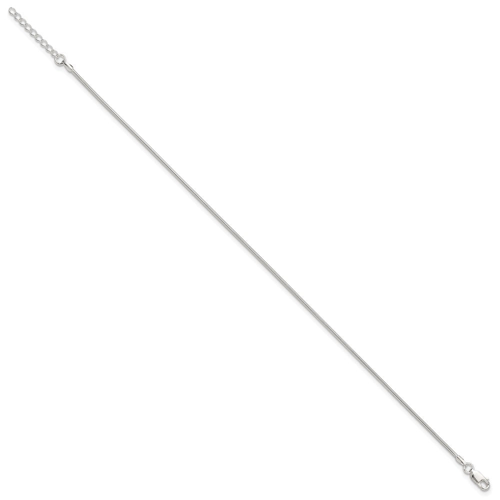 Sterling Silver 1.5mm Round Snake Chain 9 inch Plus 1 inch Extender - Total 10 inch Anklet