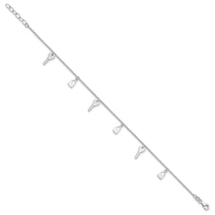 Sterling Silver Lock and Key 9 inch Plus 1 inch Extender - Total 10 inch Anklet