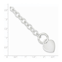 Sterling Silver Engraveable Heart Disc Toggle Bracelet