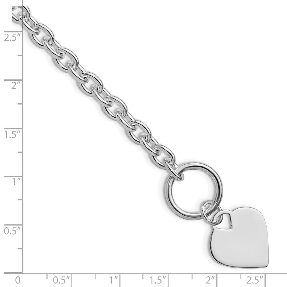 Sterling Silver Rhodium-plated Heart Toggle Bracelet