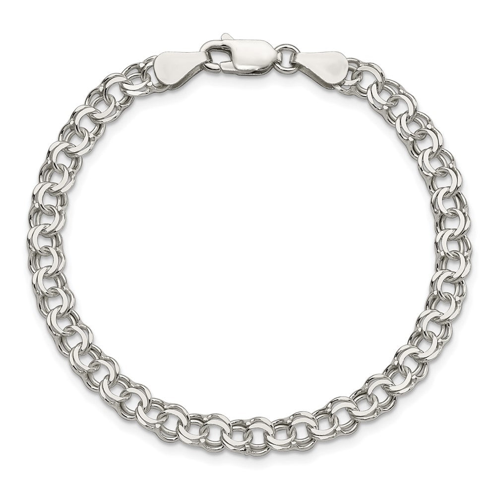Sterling Silver 5.5mm Double Link Charm Bracelet - 2
