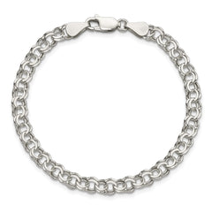 Sterling Silver 5.5mm Double Link Charm Bracelet - 2