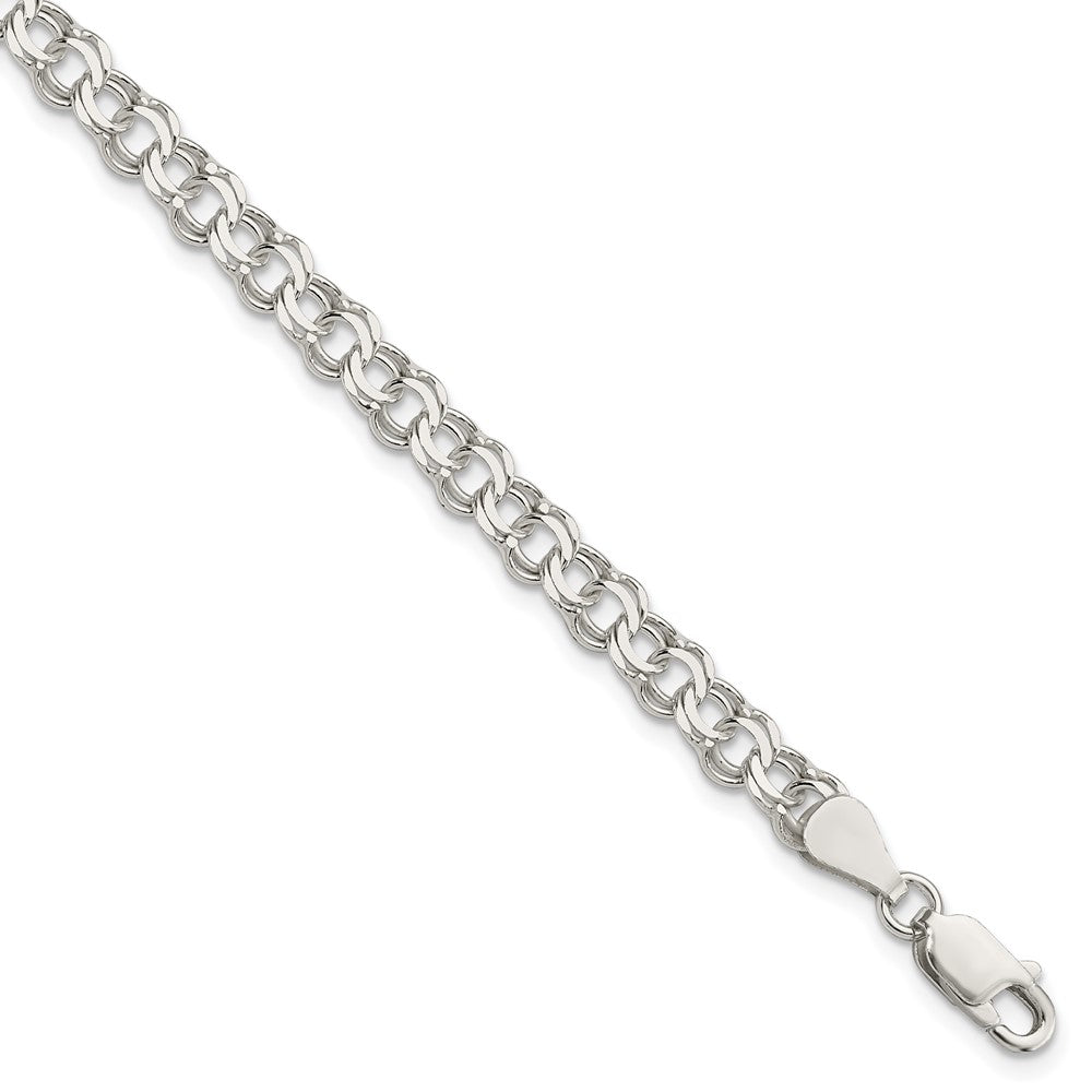 Sterling Silver 5.5mm Double Link Charm Bracelet - 2