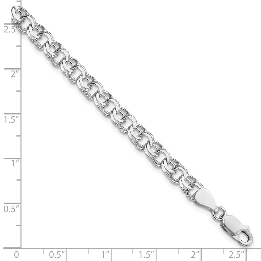 Sterling Silver Rhodium-plated 6mm Double Link Charm Bracelet - 2