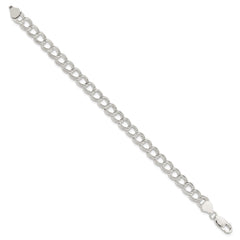 Sterling Silver 7.5mm Semi-Solid Double Link Charm Bracelet - 4