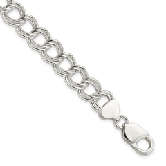 Sterling Silver 10.5mm Semi-Solid Double Link Charm Bracelet - 4