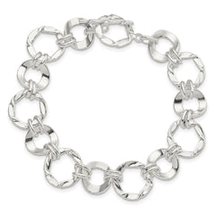 Sterling Silver Fancy Circle Link Bracelet