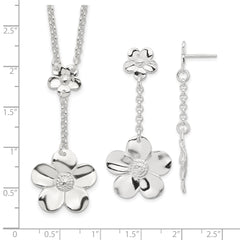 Sterling Silver Floral Necklace and Earring Set