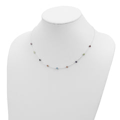Sterling Silver 9-Station Multicolor CZ Necklace