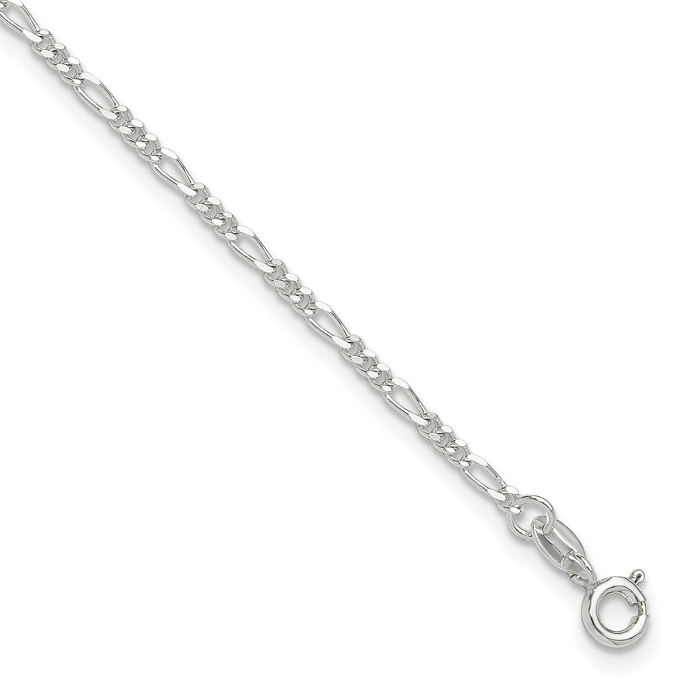 Sterling Silver Figaro Chain 9 inch Plus 1 inch Extender - Total 10 inch Anklet - 2