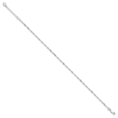 Sterling Silver 3mm Singapore Chain 10 inch Plus 1 inch Extender - Total 11 inch Anklet