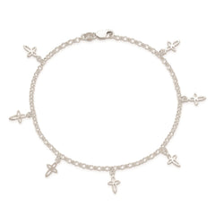 Sterling Silver 10 in Cross Anklet