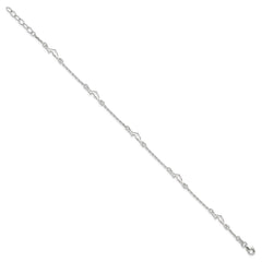 Sterling Silver Dolphin 5-Station 9 inch Plus 1 inch Extender - Total 10 inch Anklet