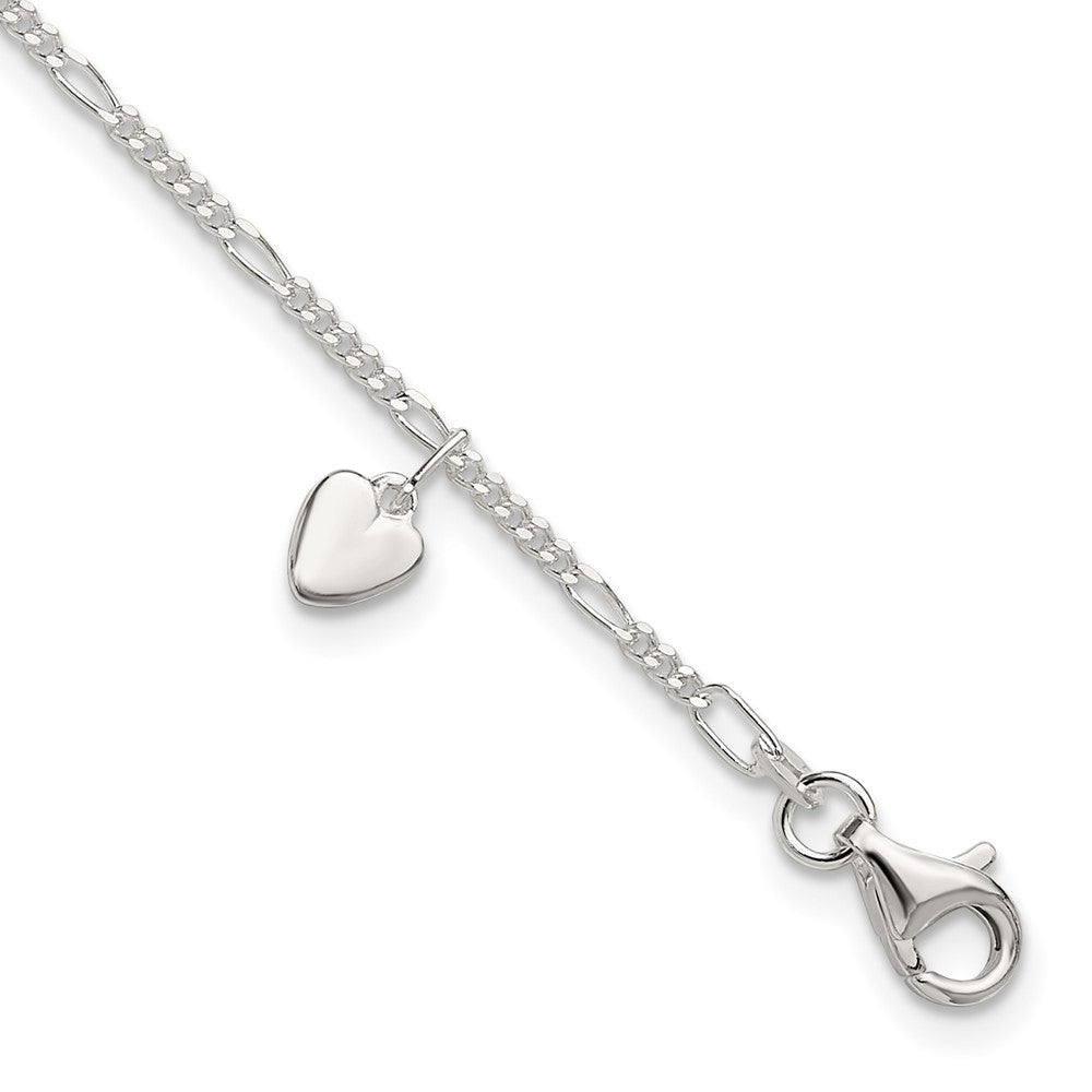 Sterling Silver Heart Dangle Anklet - 2