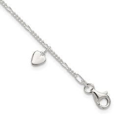 Sterling Silver Heart Dangle Anklet - 2