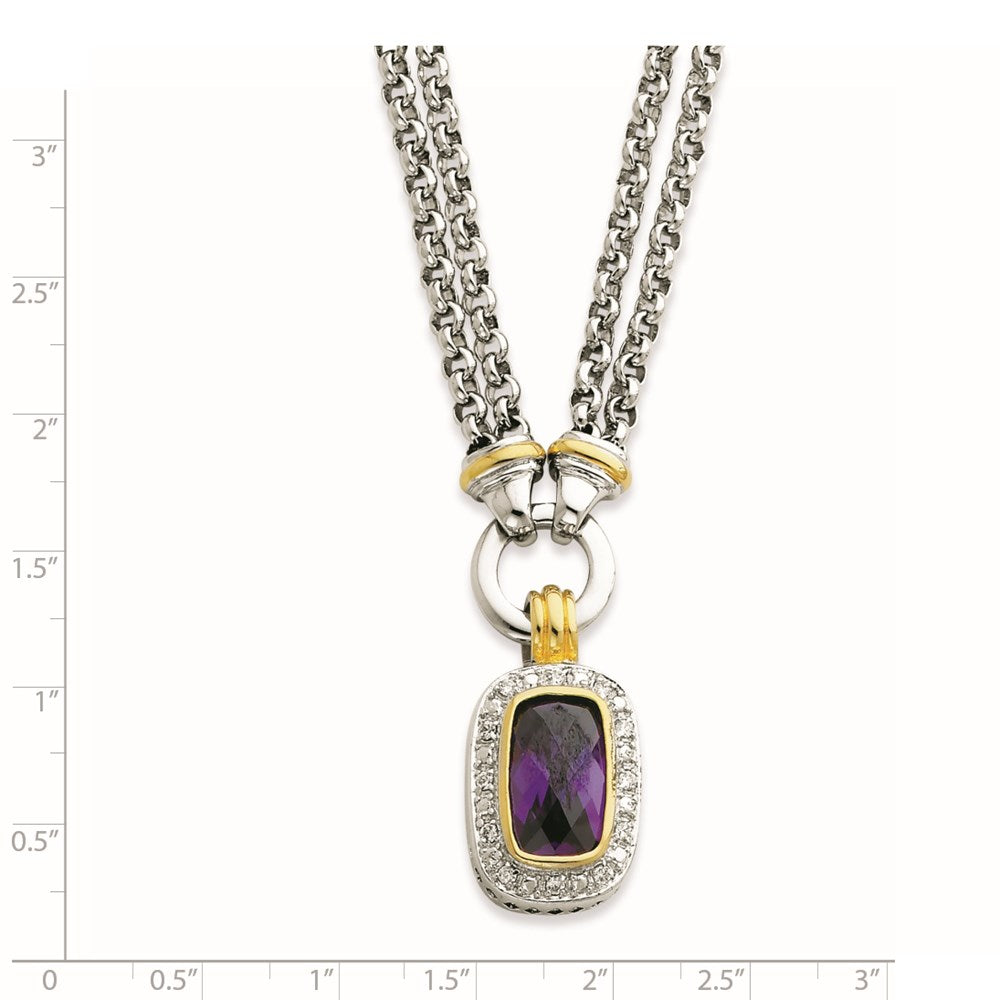 Sterling Silver Flash Gold-plated CZ Necklace - 2