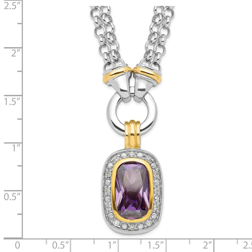 Sterling Silver Flash Gold-plated CZ Necklace - 2