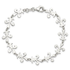 Sterling Silver Polished Fleur De Lis Bracelet