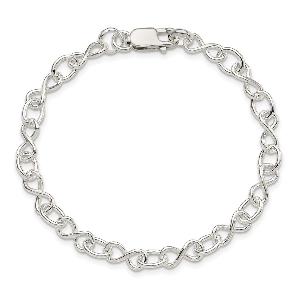 Sterling Silver Polished Fancy Link Bracelet - 19
