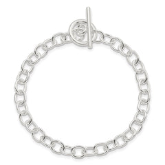 Sterling Silver Polished Fancy Link Toggle Bracelet