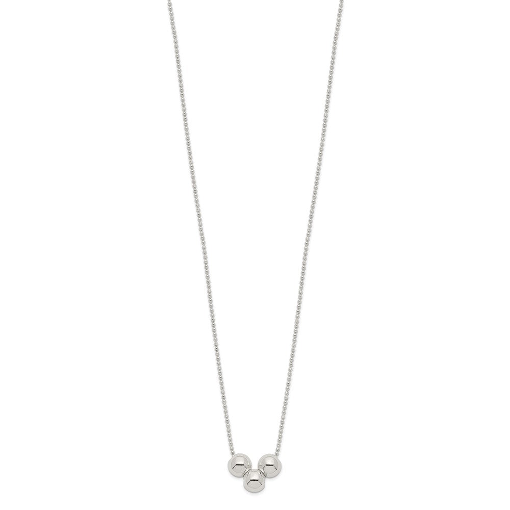 Sterling Silver Polished 3 Bead Necklace - 2