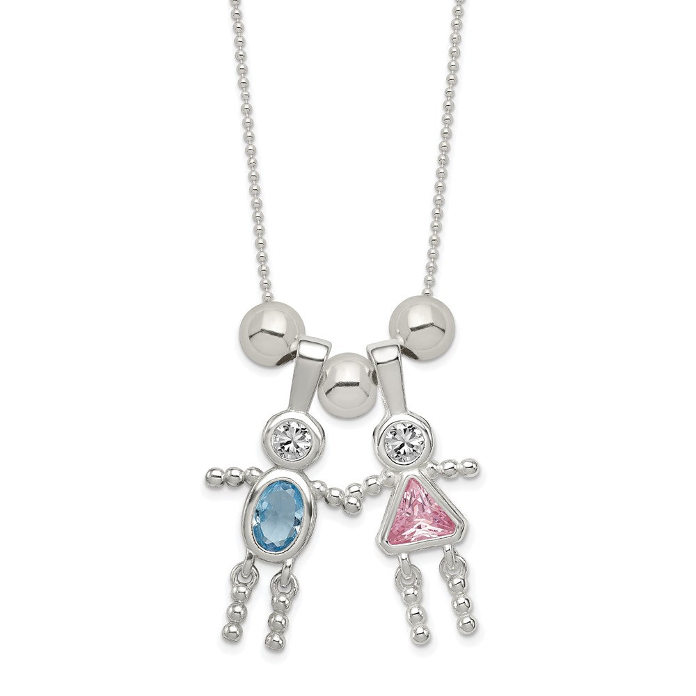 Sterling Silver Polished 3 Bead Necklace - 2