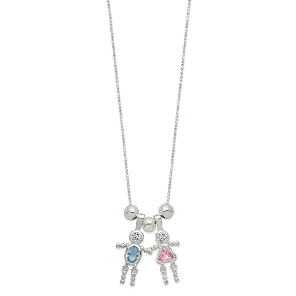 Sterling Silver Polished 3 Bead Necklace - 2