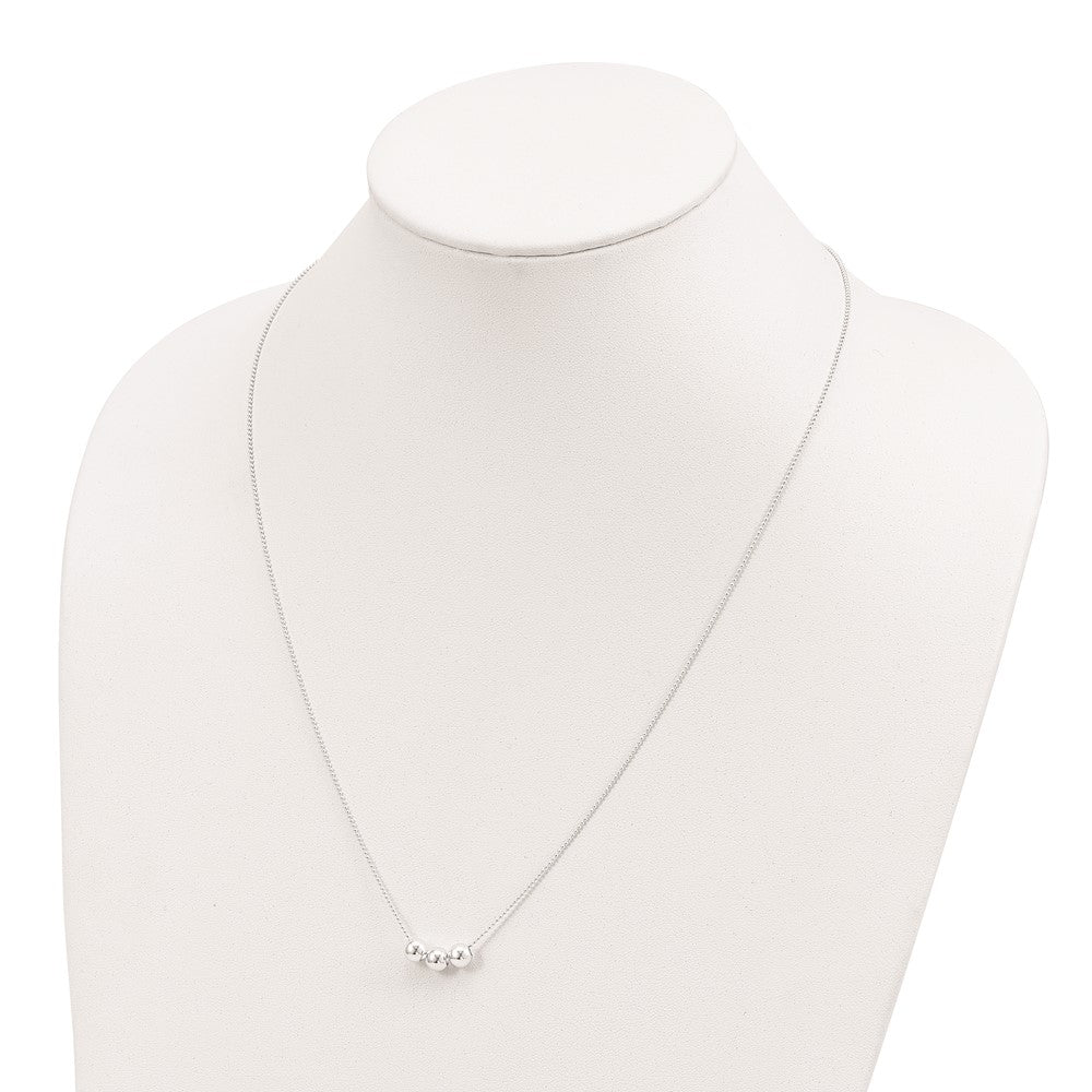Sterling Silver Polished 3 Bead Necklace - 2