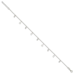 Sterling Silver Star and Moon 9 inch Plus 1 inch Extender - Total 10 inch Anklet