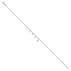 Sterling Silver LOVE Letters 10 inch Plus 1 inch Extender - Total 11 inch Anklet