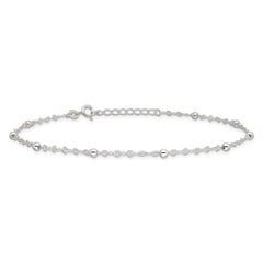 Sterling Silver Beads 9 inch Plus 1 inch Extender - Total 10 inch Anklet