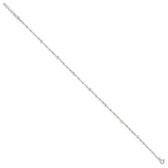 Sterling Silver Bead 7-Station 10 inch Plus 1 inch Extender - Total 11 inch Anklet - 2