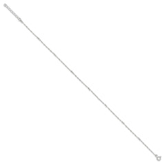 Sterling Silver Bead 7-Station 10 inch Plus 1 inch Extender - Total 11 inch Anklet