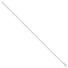 Sterling Silver Fancy Link 10 inch Plus 1 inch Extender - Total 11 inch Anklet