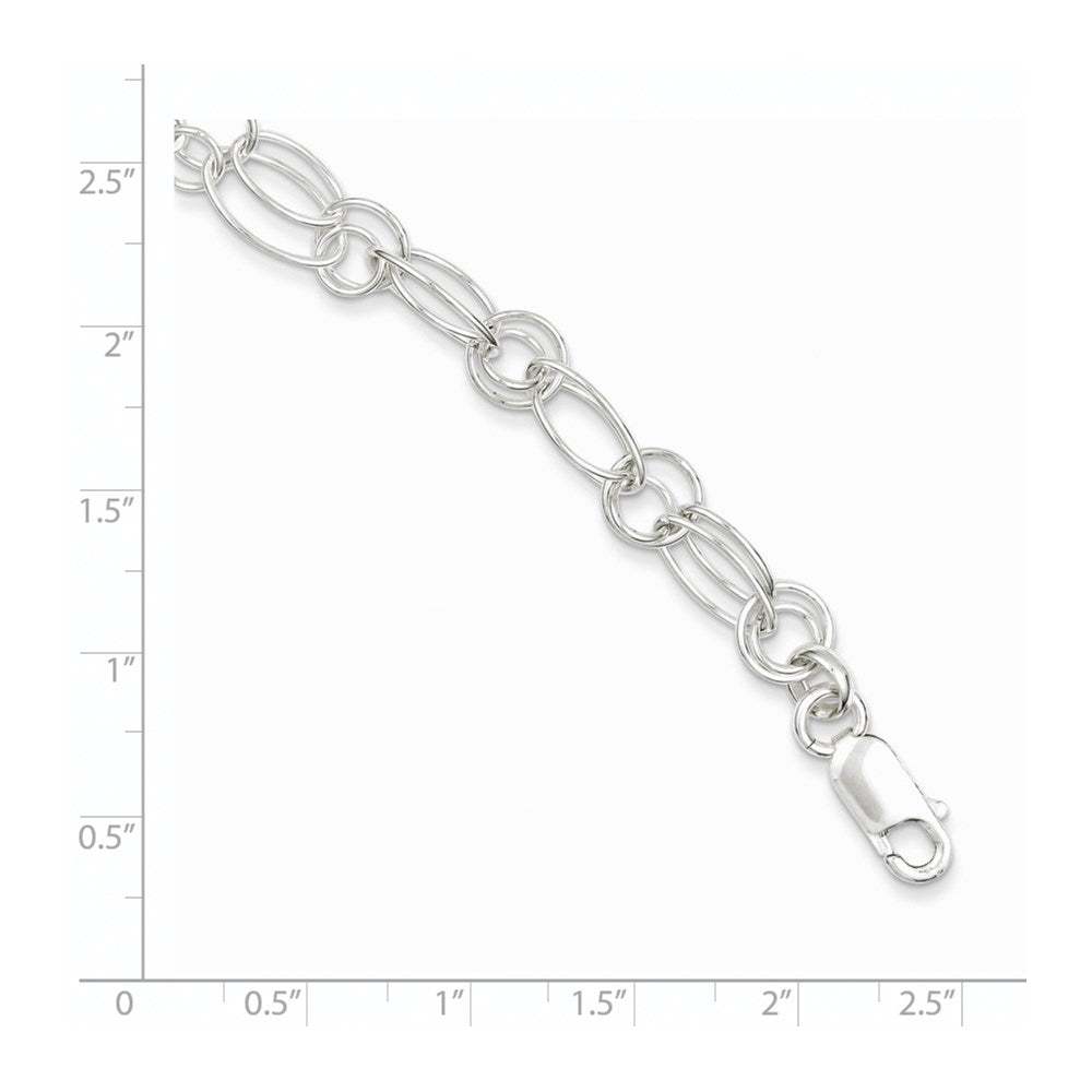 Sterling Silver Polished Oval Link Bracelet - 2