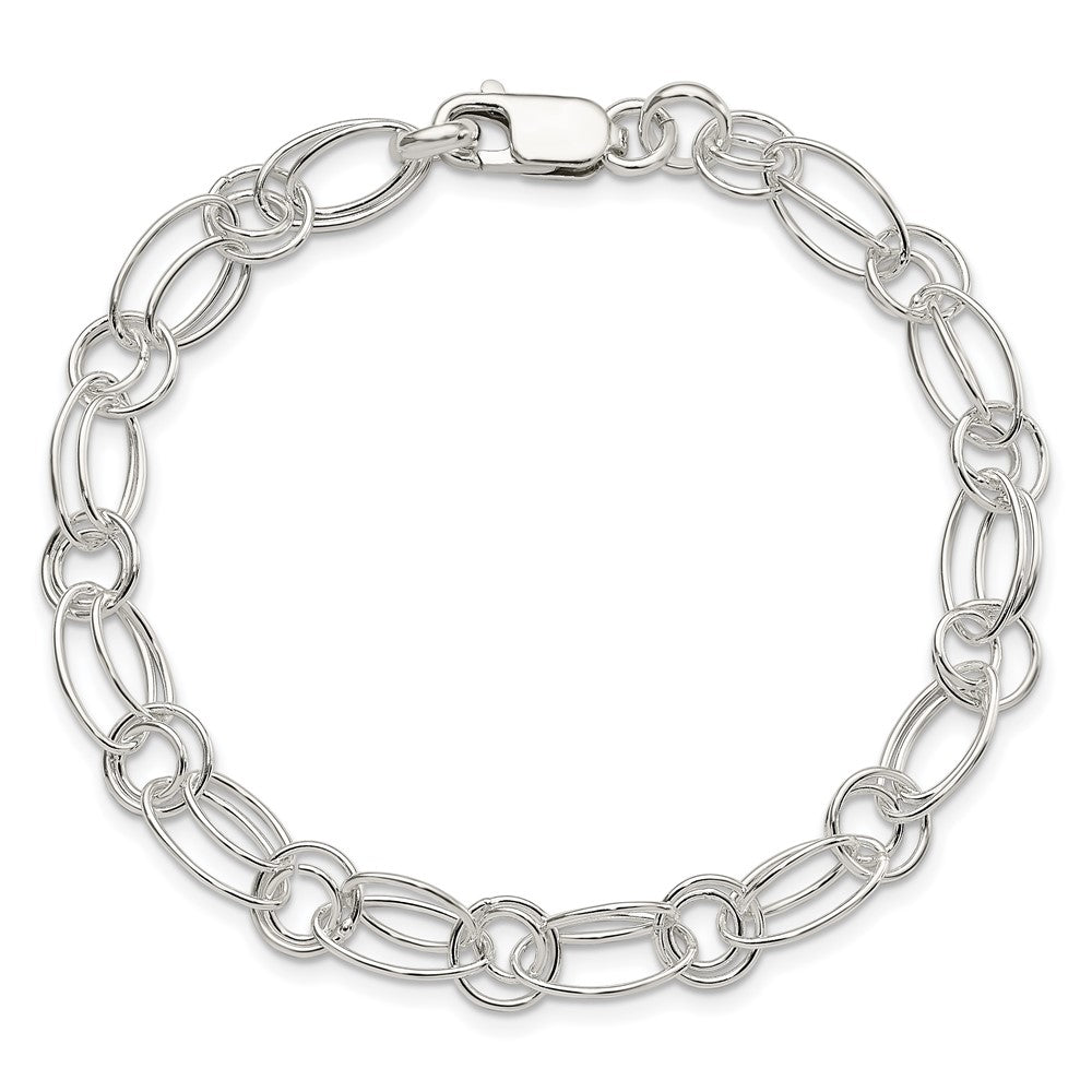 Sterling Silver Polished Oval Link Bracelet - 2