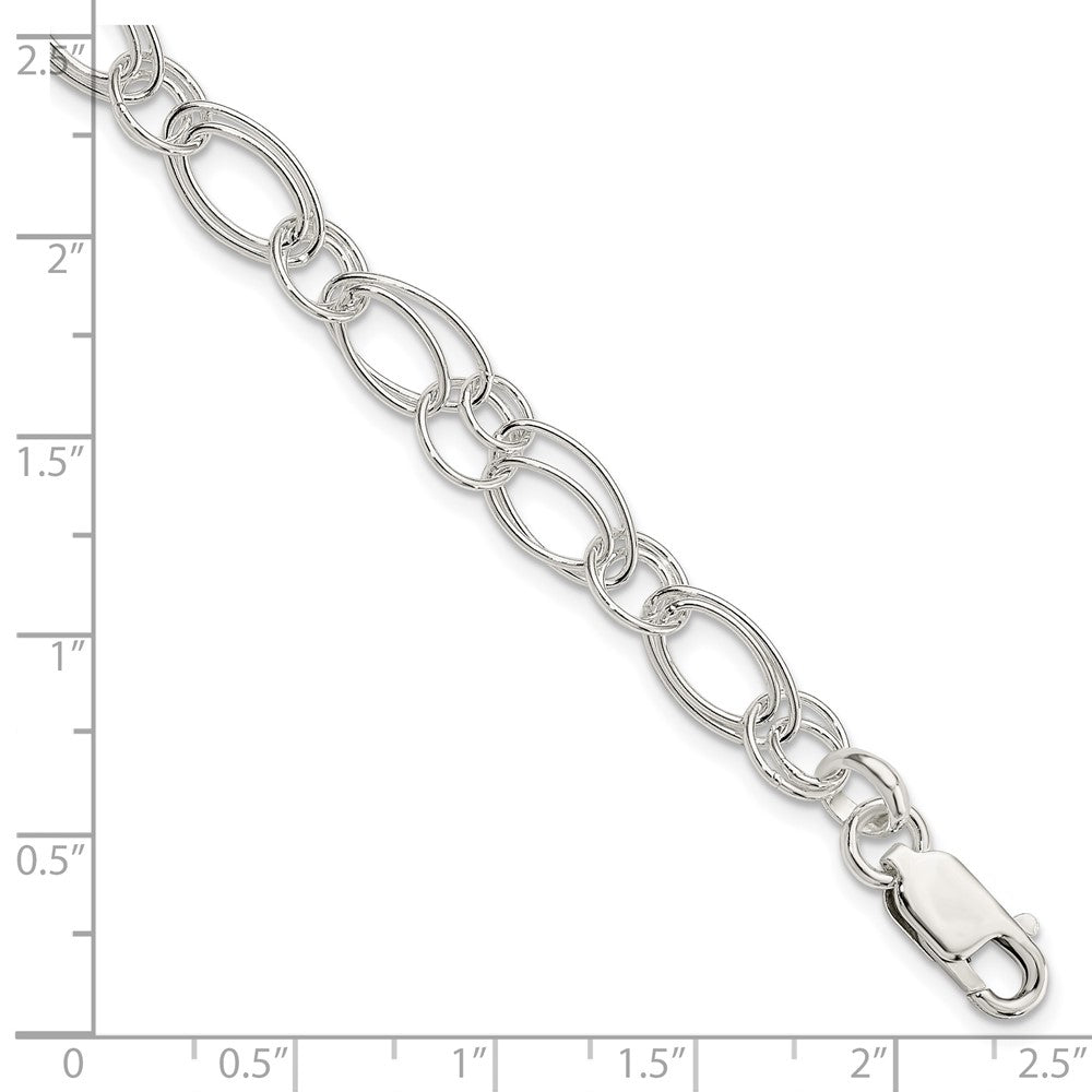 Sterling Silver Polished Oval Link Bracelet - 2
