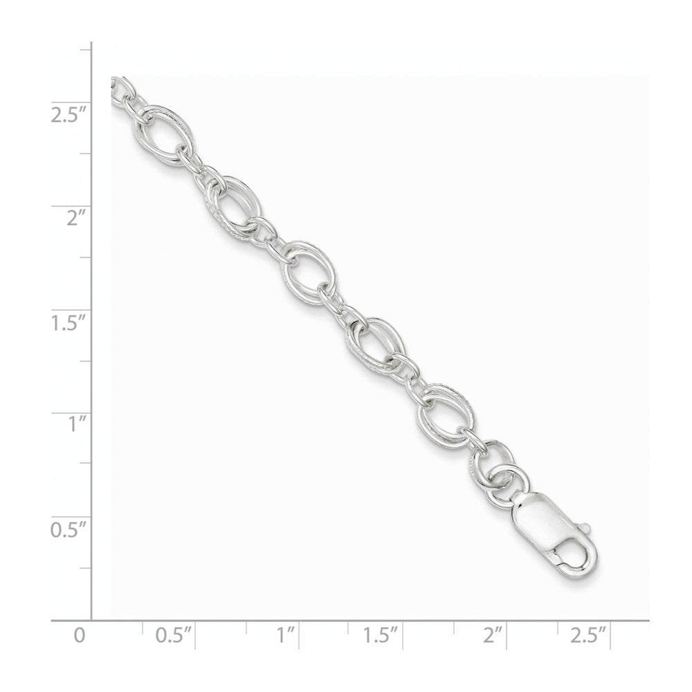 Sterling Silver Polished and Textured 5.5mm Fancy Bracelet