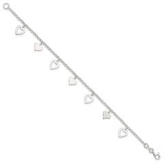 Sterling Silver Polished Heart Bracelet - 2