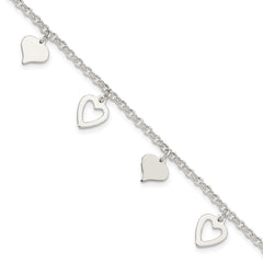 Sterling Silver Polished Heart Bracelet - 2